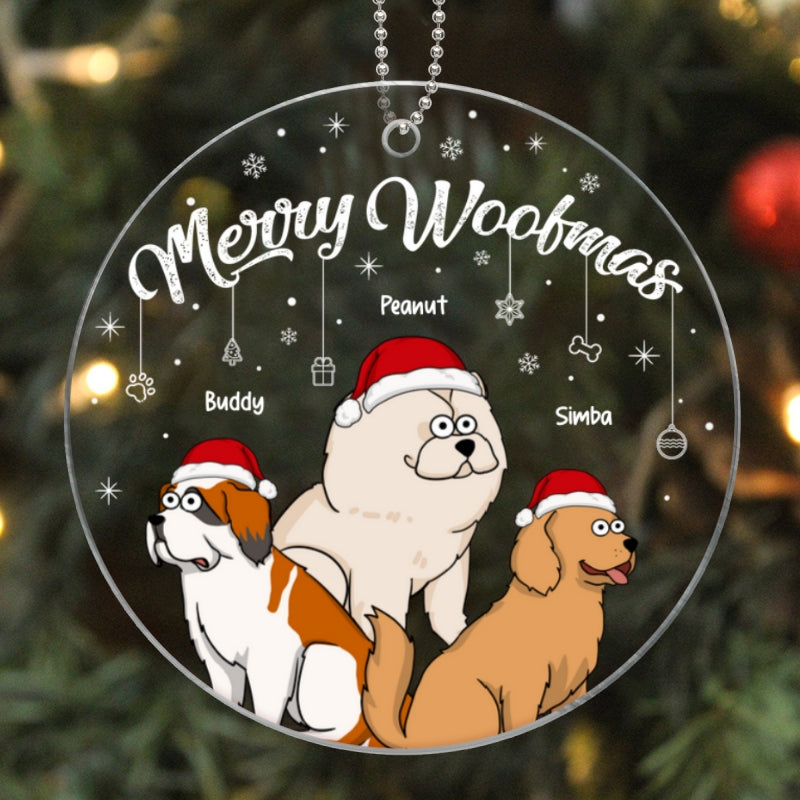 Funny Dogs Cartoon Peeking Christmas Personalized Acrylic Ornament