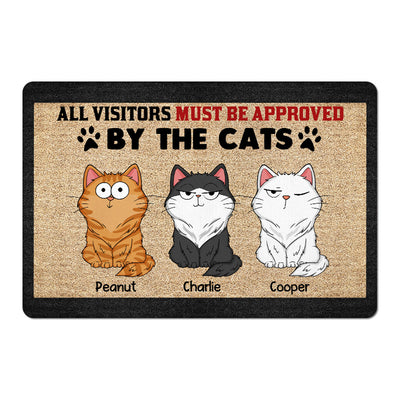 Visitors Must Be Approved By The Cats Funny Cat Expressions Personalized Doormat