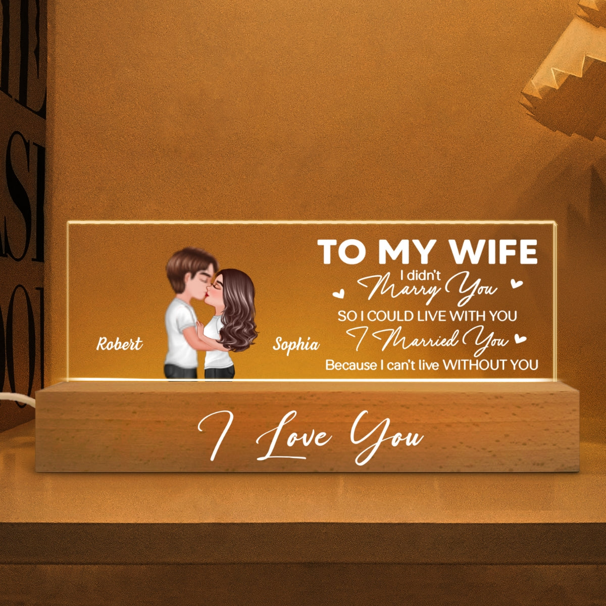 Couple Kissing To My Wife To My Husband Personalized Acrylic Block LED Night Light