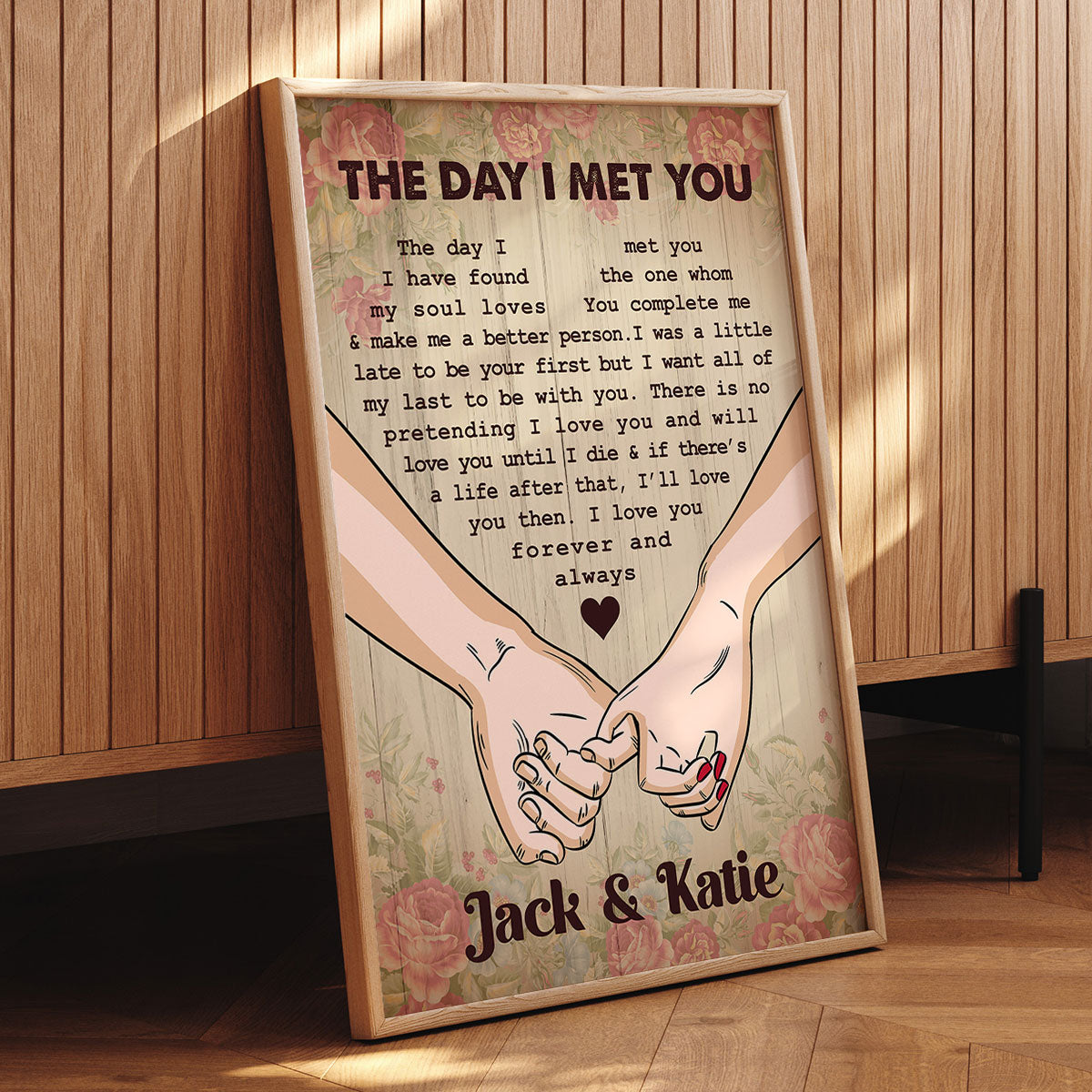 The Day I Met You Couple Hands Personalized Vertical Poster, Heartfelt 2025  Gift, Anniversary Gift