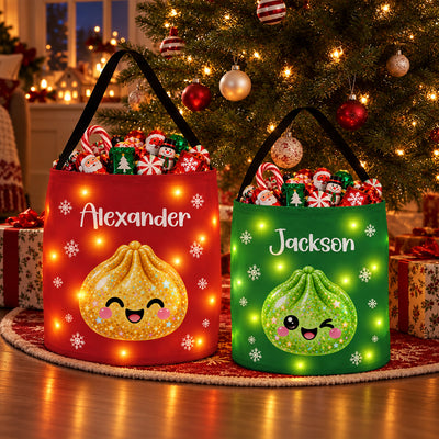 Cute Squishy Dumpling - Personalized Christmas Gift Bag - Holiday Gift Bag, Family Christmas Sack for Kids
