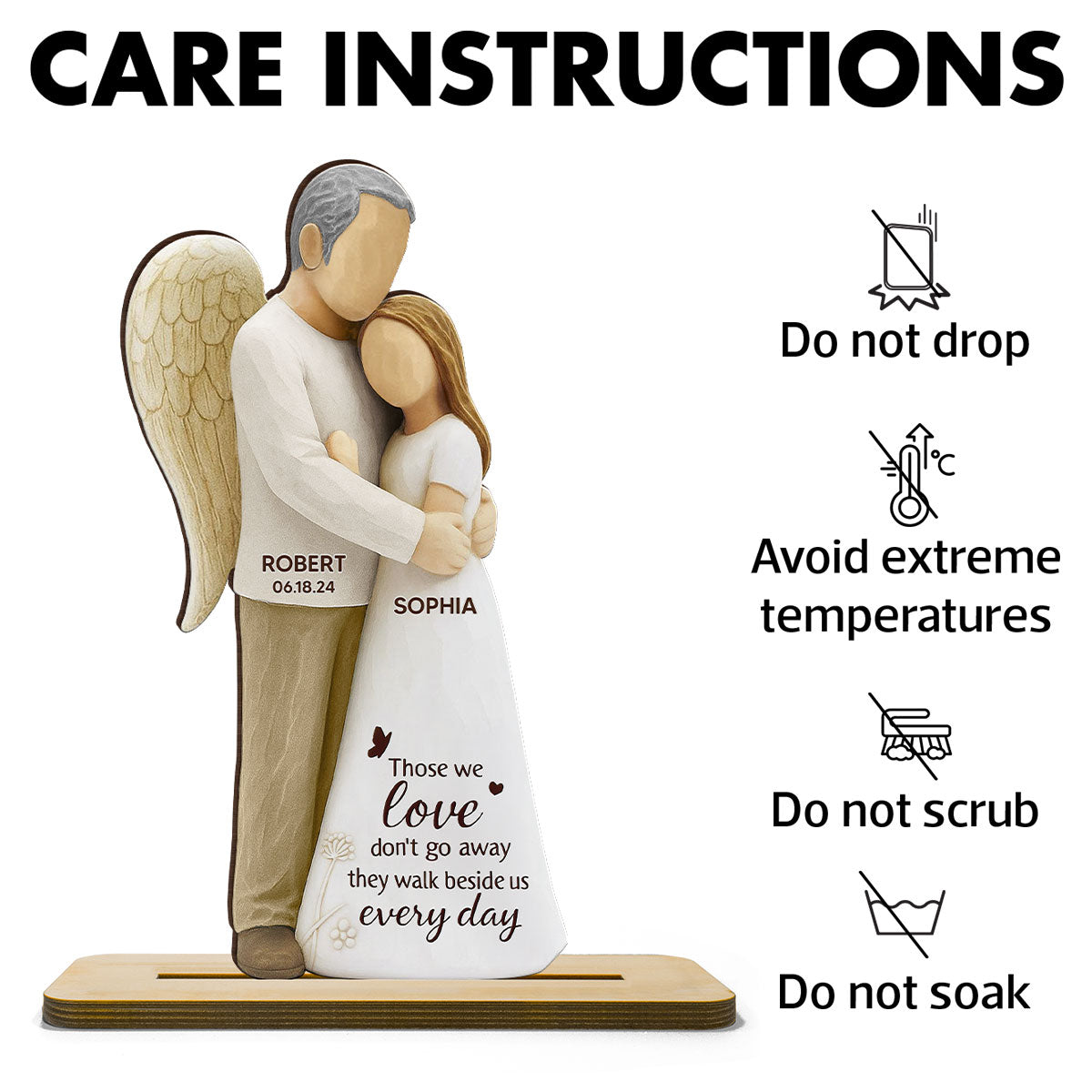 Those We Love Don't Go Away Mom Dad 3D Effect Personalized Standing Wooden Plaque, Sympathy gift, Memorial keepsake
