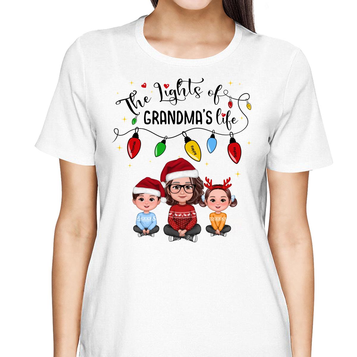 The Light Of Grandma Life Grandma Grandkids Christmas Personalized Shirt