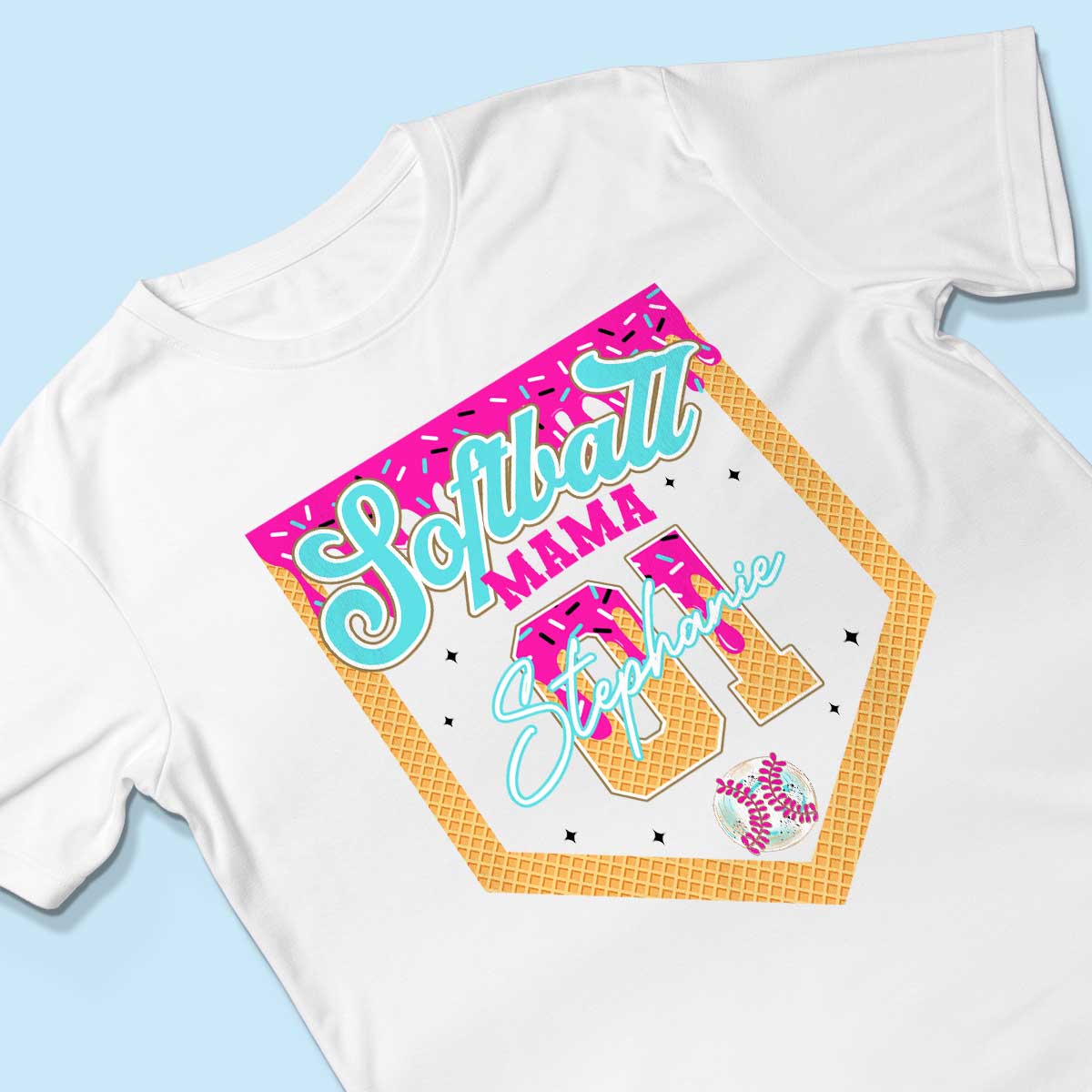 Baseball Softball Mom Ice Cream Drip Personalized Shirt, Gift for Moms
