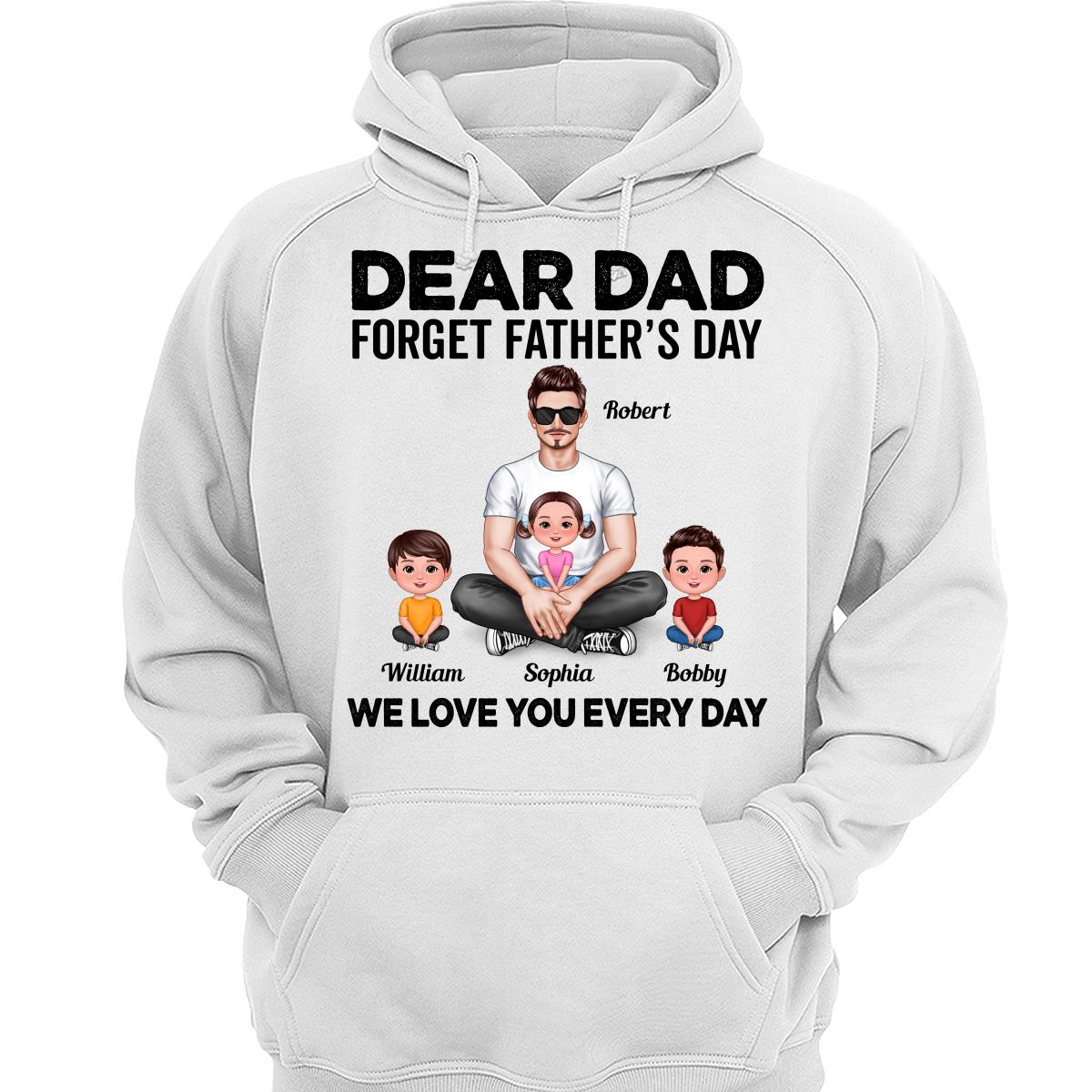 Dad Sitting With Cute Kids Father‘s Day Gift Personalized Shirt