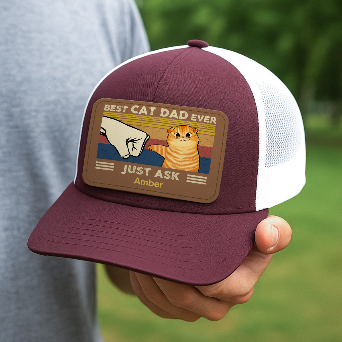 Father’s Day 2025 Gift for Cat Dads - Custom Cat Fist Bump Personalized Trucker Hat