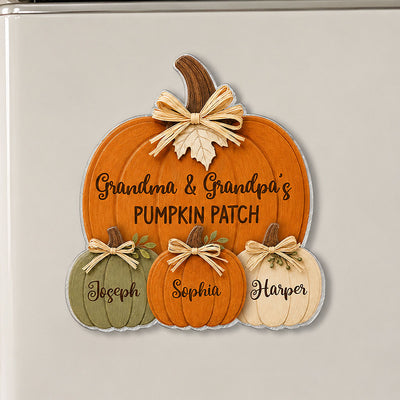 Grandma Grandpa's Pumpkin Patch 2D Flat - Personalized Acrylic Fridge Magnet - Fall Season Decor For Grandparents