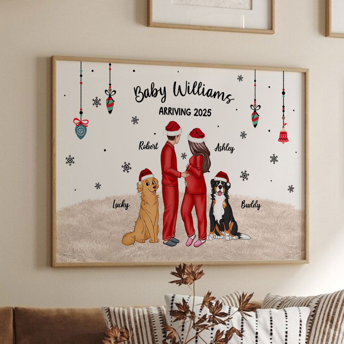 Personalized Pregnancy Poster, Expecting Family Christmas Personalized Poster, New Mom Christmas Gift