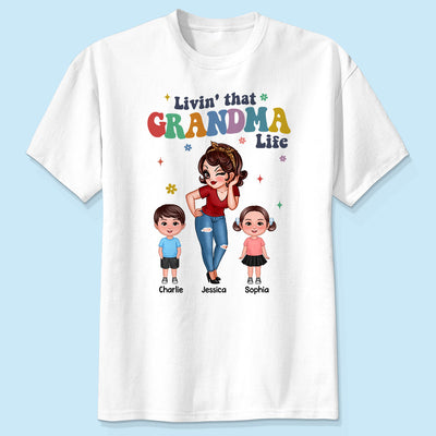 Livin' That Grandma Life  Cool Grandma Grandkids Colorful Stylish Graphic, Personalized Shirt, Gift For Grandma