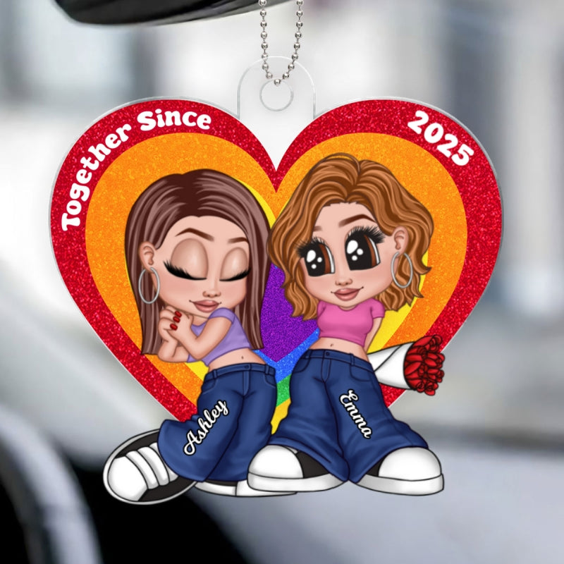 Y2K Style LGBT Couple Car Accessories Personalized Car Hanger Ornament