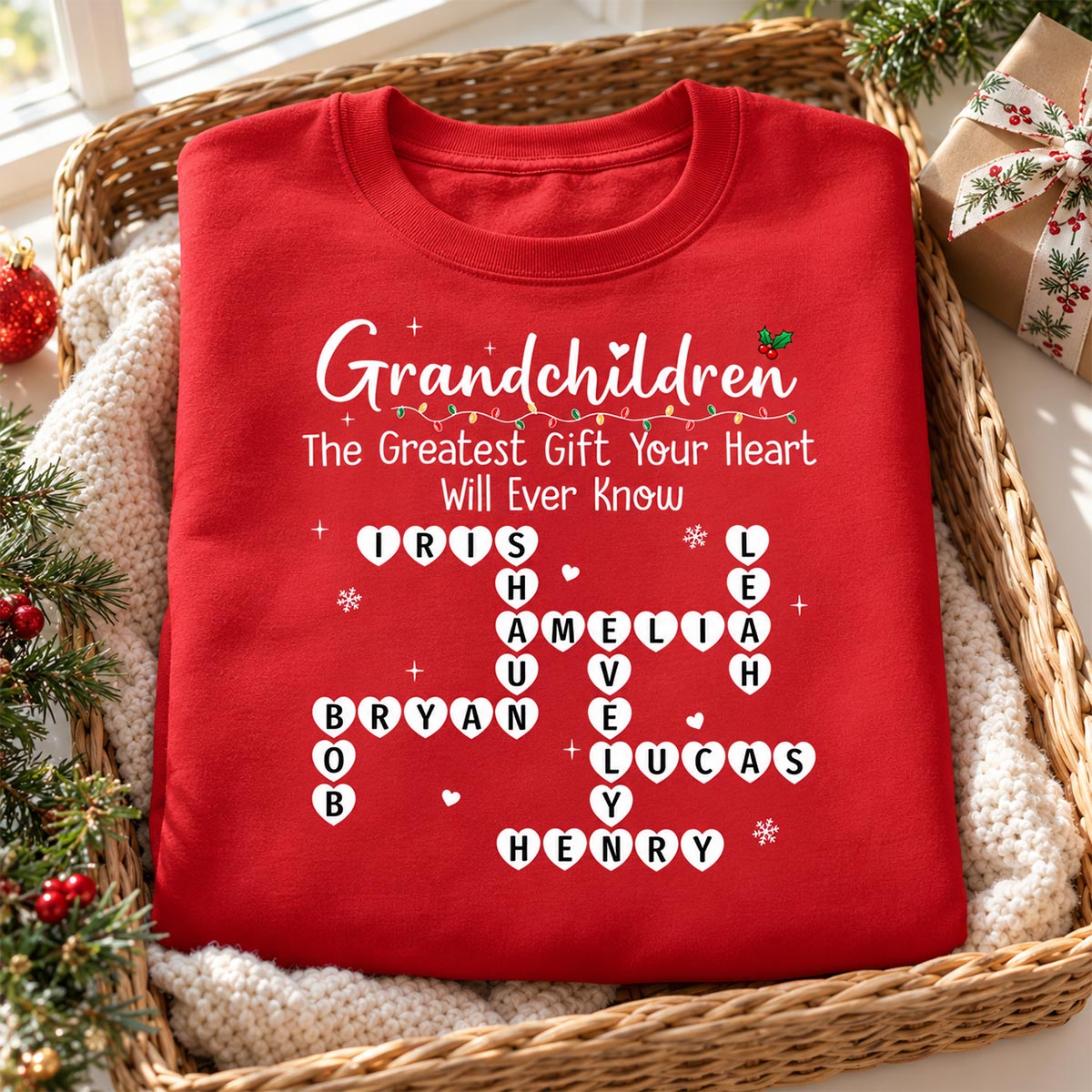 Grandkids Make Life Grand Crossword Puzzle Art - Personalized Shirt - Christmas Gift For Grandma