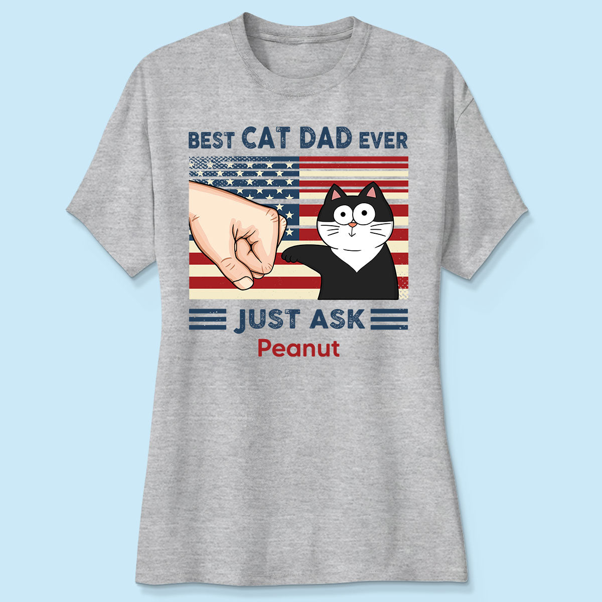 Best Cat Dad Ever Nation Flag Fist Bump Funny Cute Cats Personalized Shirt