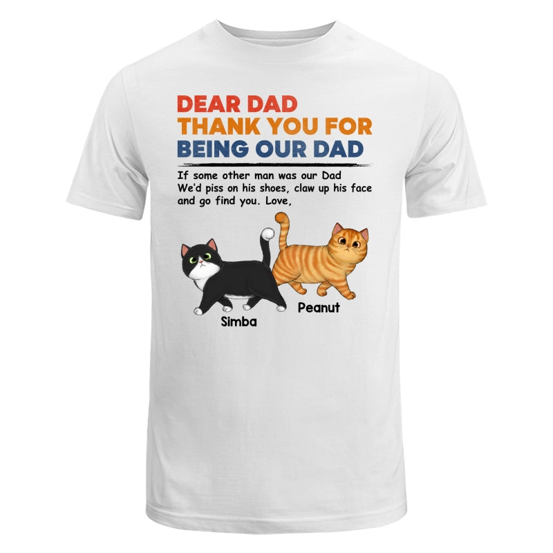 Dear Cat Dad Retro Walking Fluffy Cats Personalized Shirt