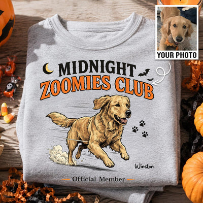 Midnight Zoomies Club Custom Pet Photo - Personalized Shirt - Funny Halloween Costume For Dog Cat Lover