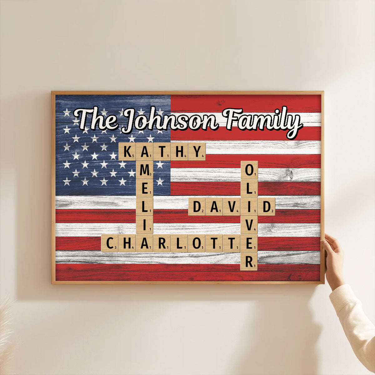 Nation Flag Theme Family Bond Crossword Puzzle Art Home Decor Personalized Poster