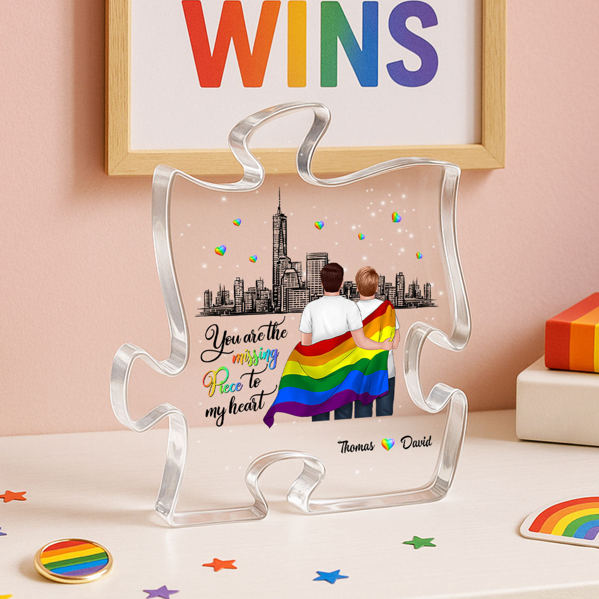 Pride Month LGBT Couple You Are My Missing Piece Personalized Puzzle Acrylic Block Plaque