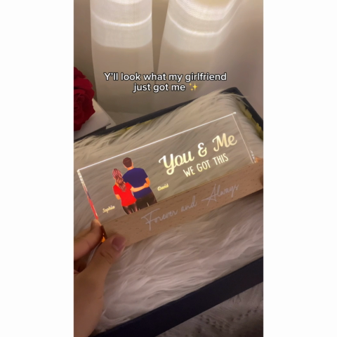 Back View Couple Gift For Him Gift For Her Personalized Acrylic Block LED Night Light