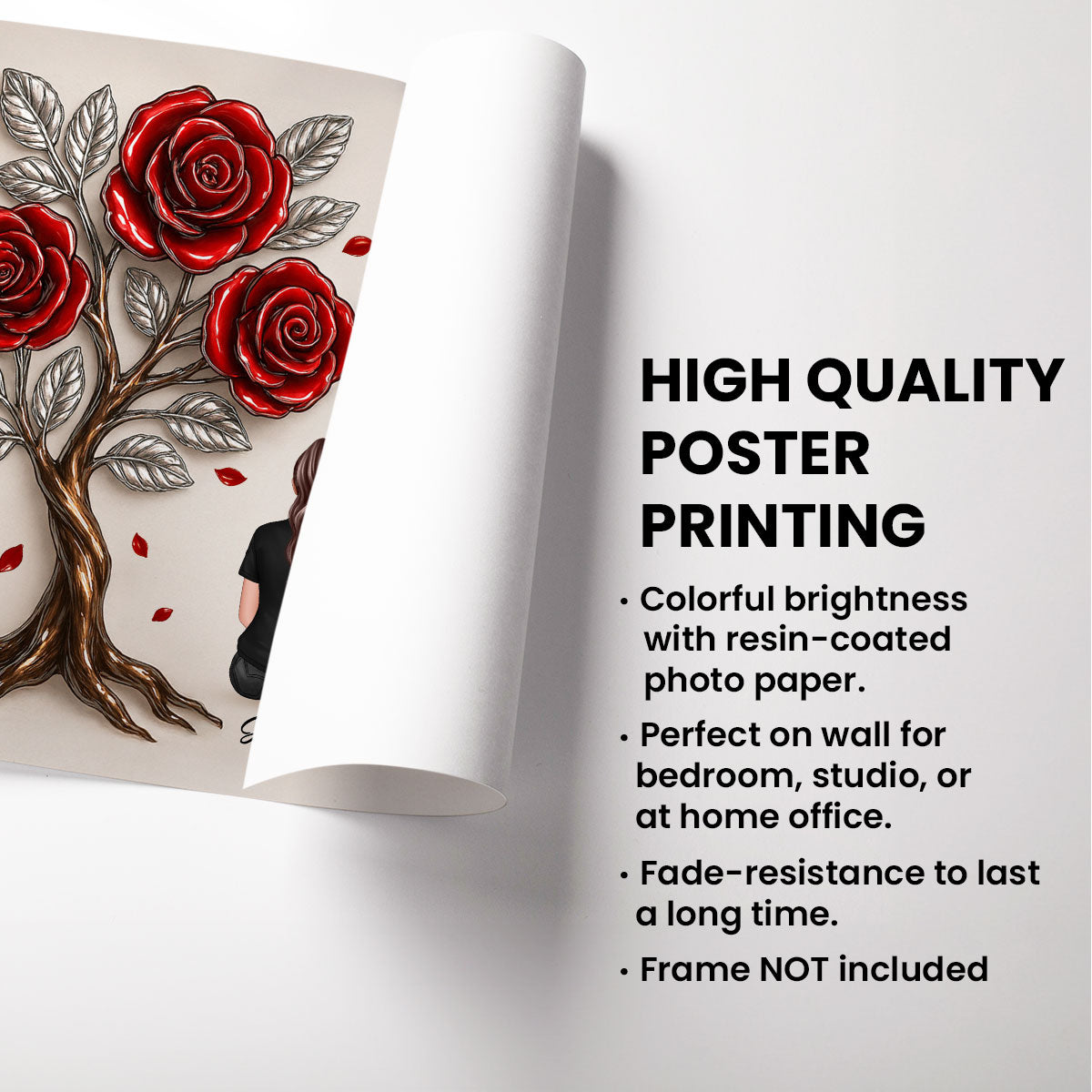 3D Effect Rose Tree MOM To Us You Are The World Personalized Poster, Gift For Mom
