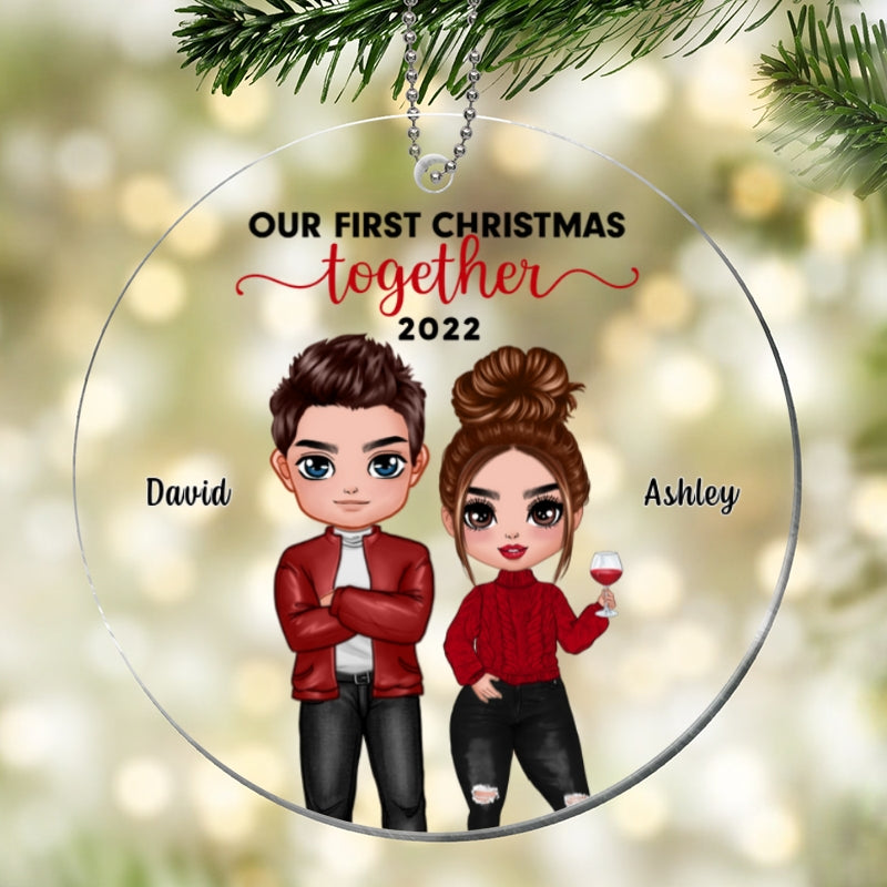 Doll Couple First Christmas Personalized Acrylic Ornament