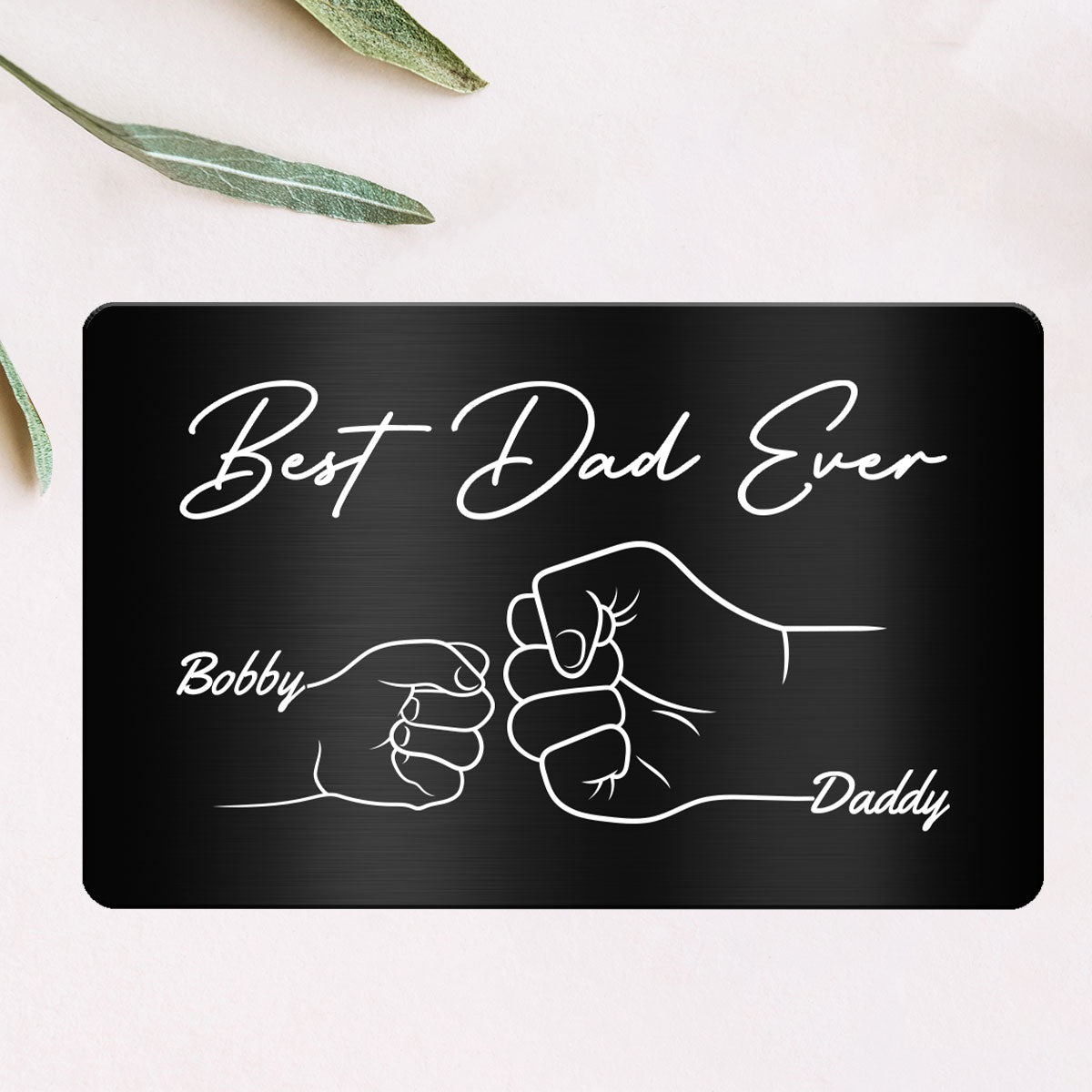 Best Dad Ever Fist Bump Hands Gift For Dad Personalized Metal Wallet Card