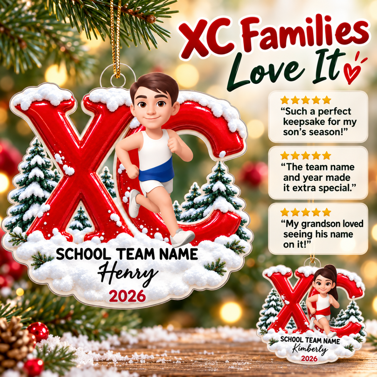 Trending Cross Country - Personalized Acrylic Ornament - High school Runner Keepsake, Custom Running Christmas Gift For Boy Girl Runner