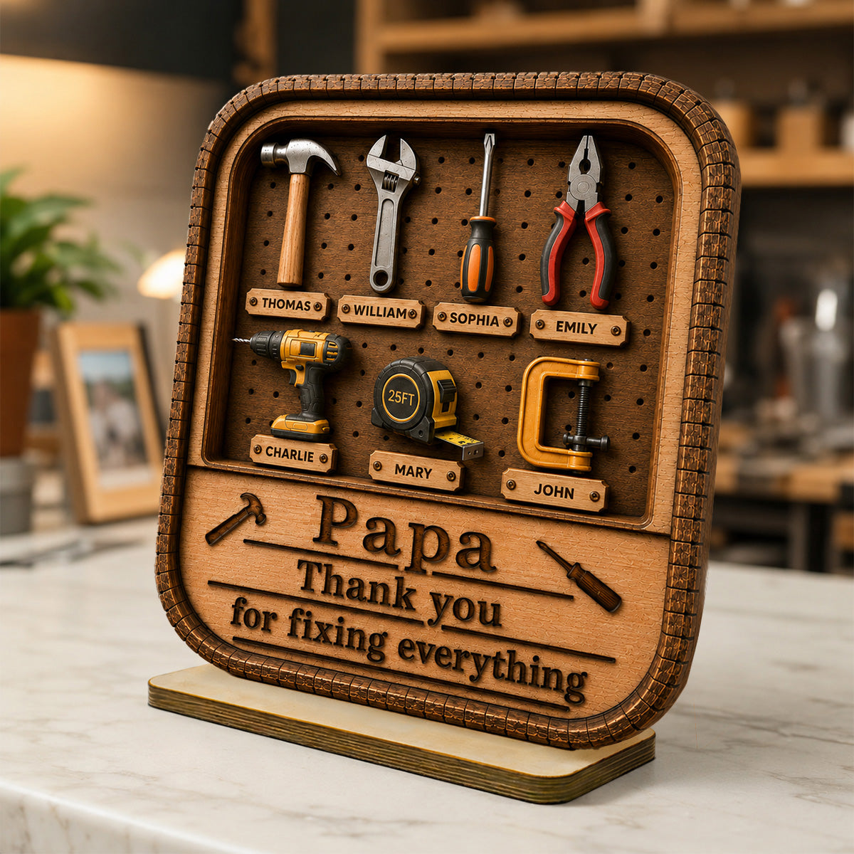 Dad Grandpa Tool Box - Personalized 2-Layered Wooden Plaque - Father's Day Gift For Dad, Husband