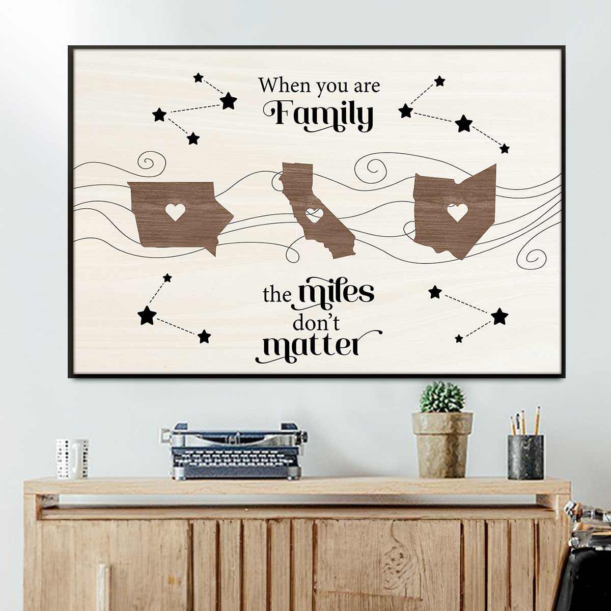 Long Distance Family Friends Siblings Sisters Besties Personalized Poster, Togetherness Christmas Gift
