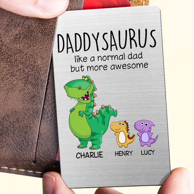 Grandpasaurus And Kids Personalized Metal Wallet Card