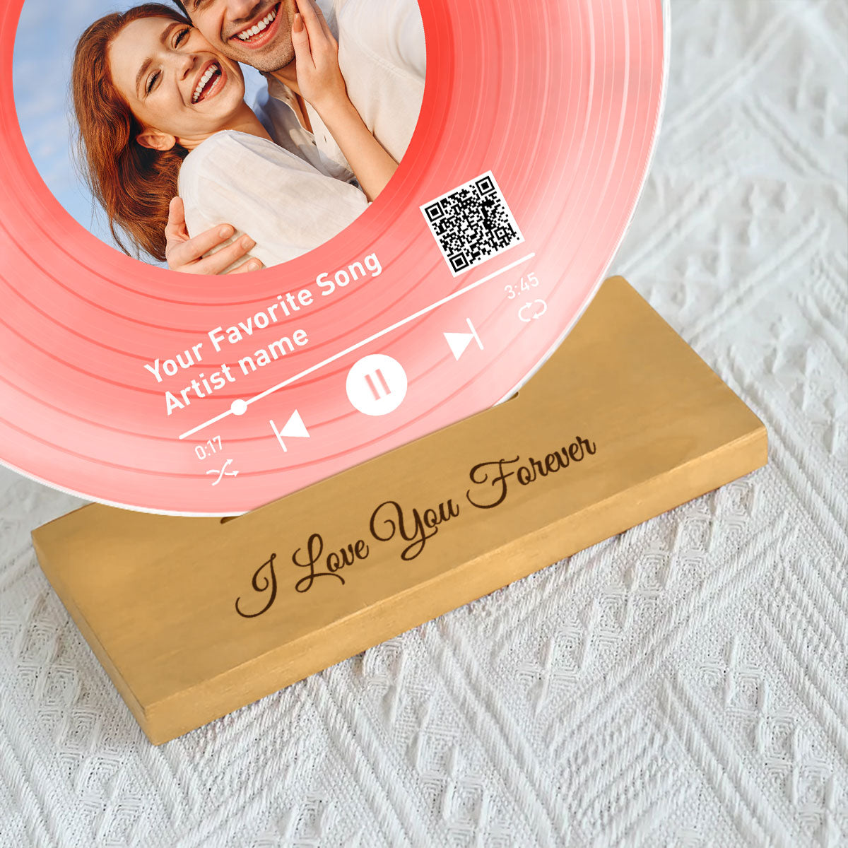 Personalized Vinyl Record with Photo, Scannable QR Code Acrylic Song Plaque, Anniversary  Birthday Gift for Her Him