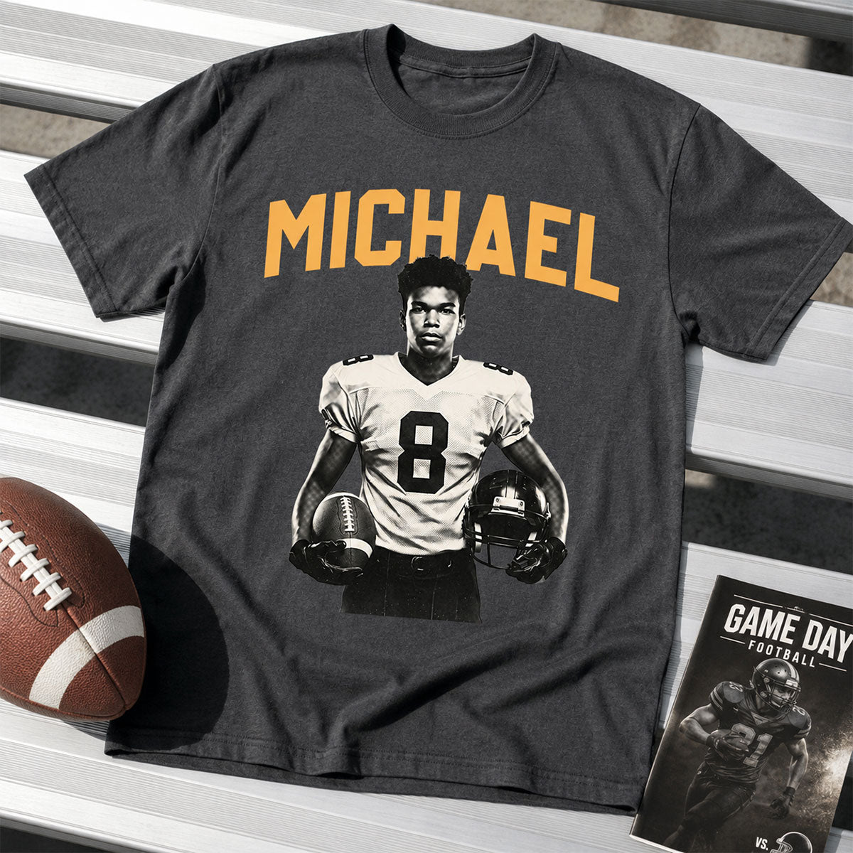 Custom Photo Retro Vintage Portrait - Personalized Shirt - Trendy Fall Tee for Football Mom