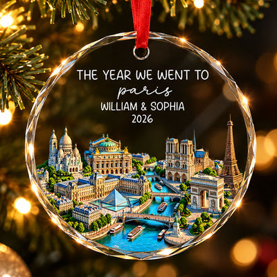 2026 The Year We Went To - Personalized Glass Ornament - Travel Keepsake, Christmas Gift for Couples, Family, Friends & Travel Lovers