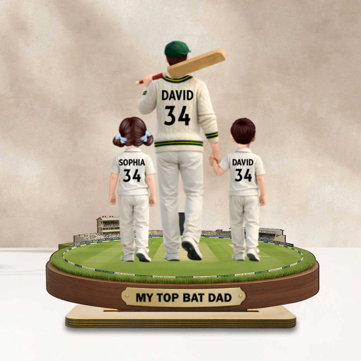 My Top Bat Dad Cricket - Personalised 2-Layered Wooden Plaque - UK Father's Day Gift, Heartfelt Gift For Dad