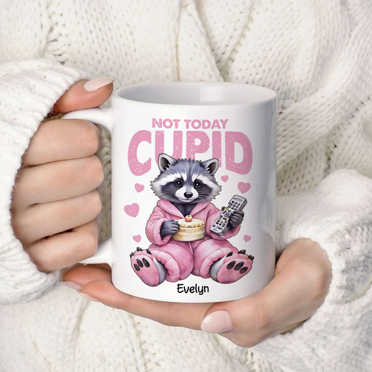 Not Today Cupid Anti- Funny Raccoon Personalized Mug