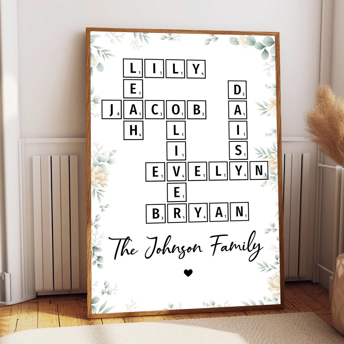 Family Crossword Art - Created In A Moment, Treasured Forever Personalized Poster