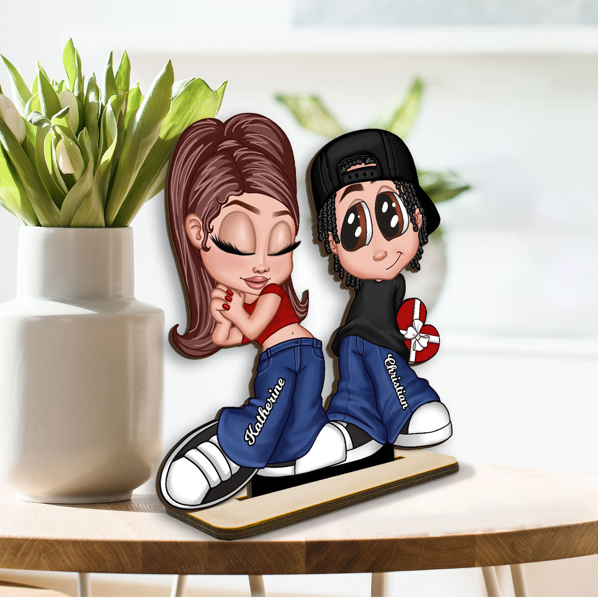 Y2K Couple Home Decor Gift For Him Gift For Her Personalized Standing Wooden Plaque