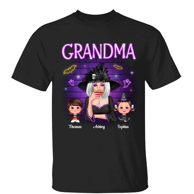 Grandma Mom Halloween Neon Light Personalized Shirt