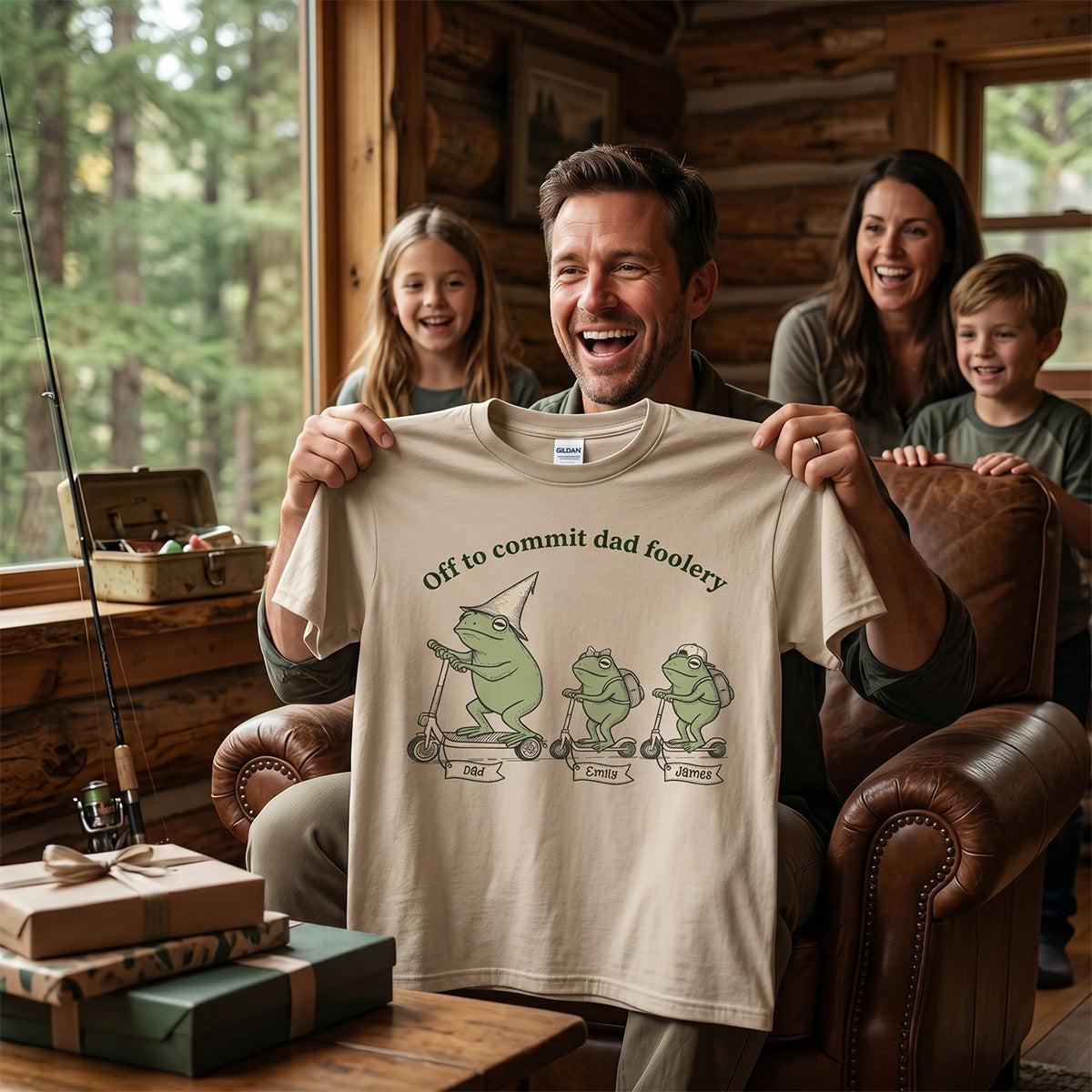 Off To Commit Dad Foolery Cottagecore Frog Dad & Kids - Personalized Shirt - Funny Father's Day Shirt For Husband