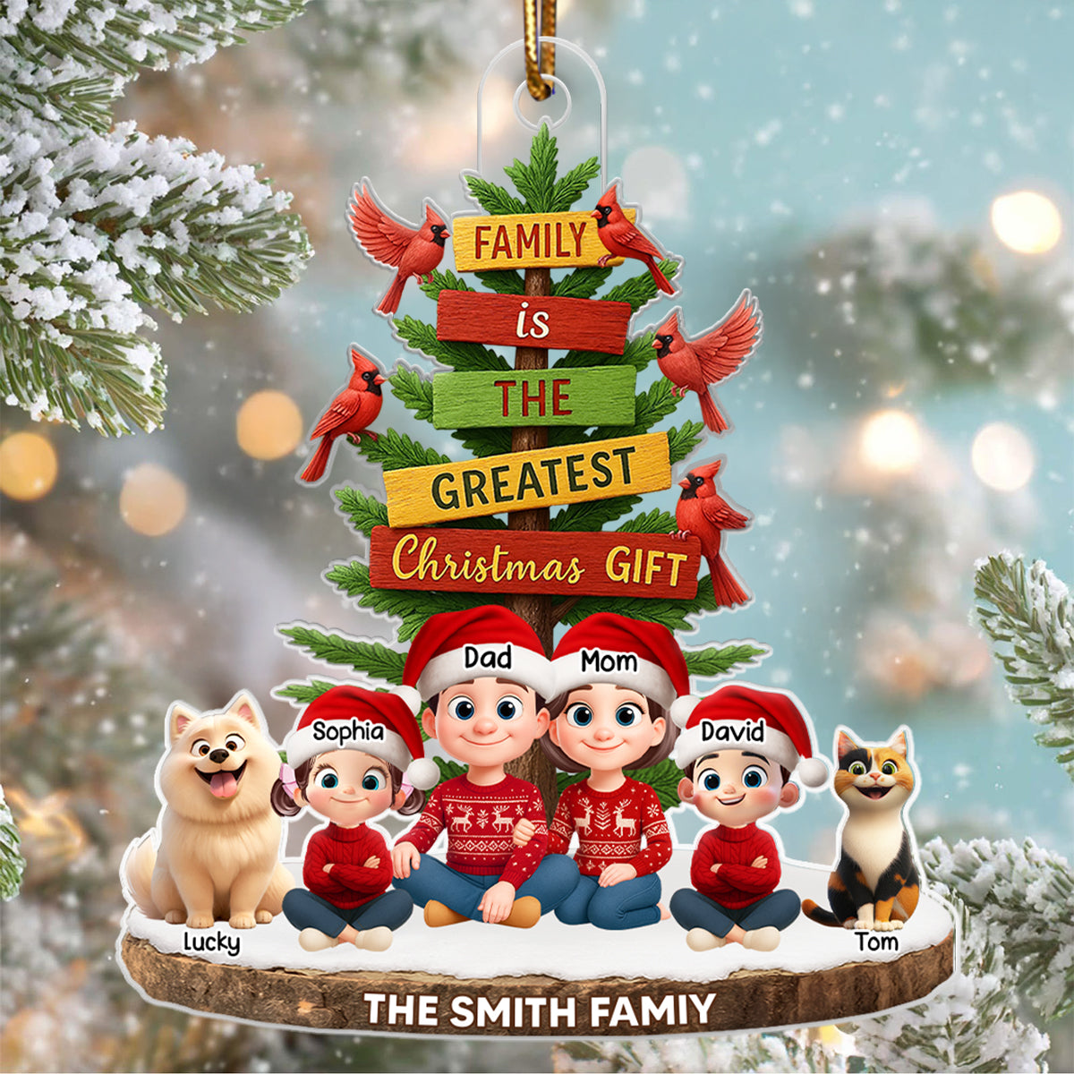 Family Is The Greatest Gift - Personalized Acrylic Ornament - Christmas Gift for Family