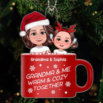 Grandma & Grandkid Warm & Cozy Together Hot Cocoa Christmas Gift Personalized Acrylic Ornament