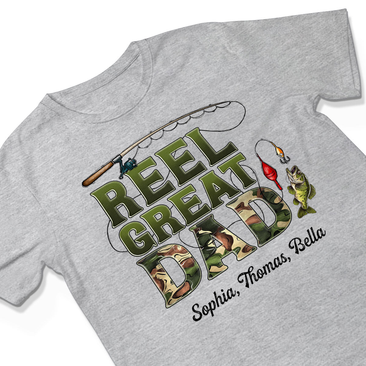 Reel Great Dad Fishing Camouflage Personalized Shirt, Father's Day Gift For Dad, Husband