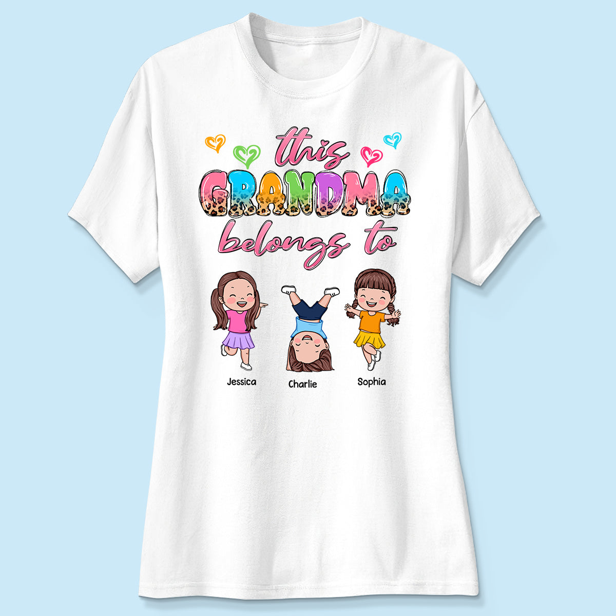 This Grandma Mom Colorful Half Leopard Cute Kids Personalized Shirt