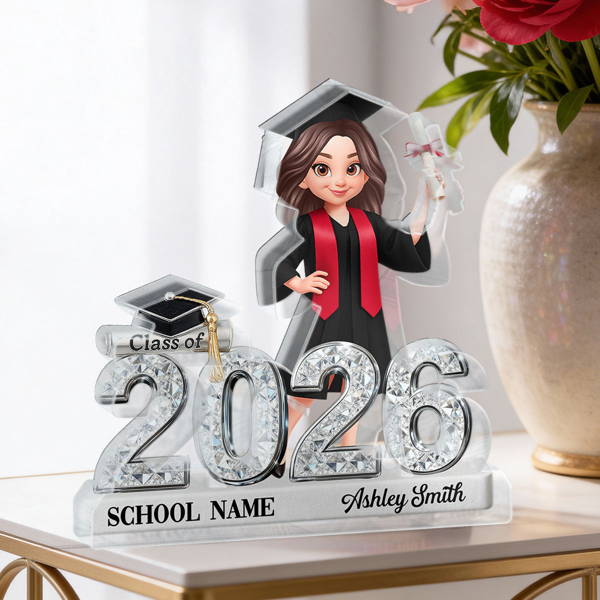 Class Of 2026 2027 Senior Shiny Effect 2D Flat - Personalized Acrylic Block Plaque - Graduation Gift For Graduates, Daughter, Son