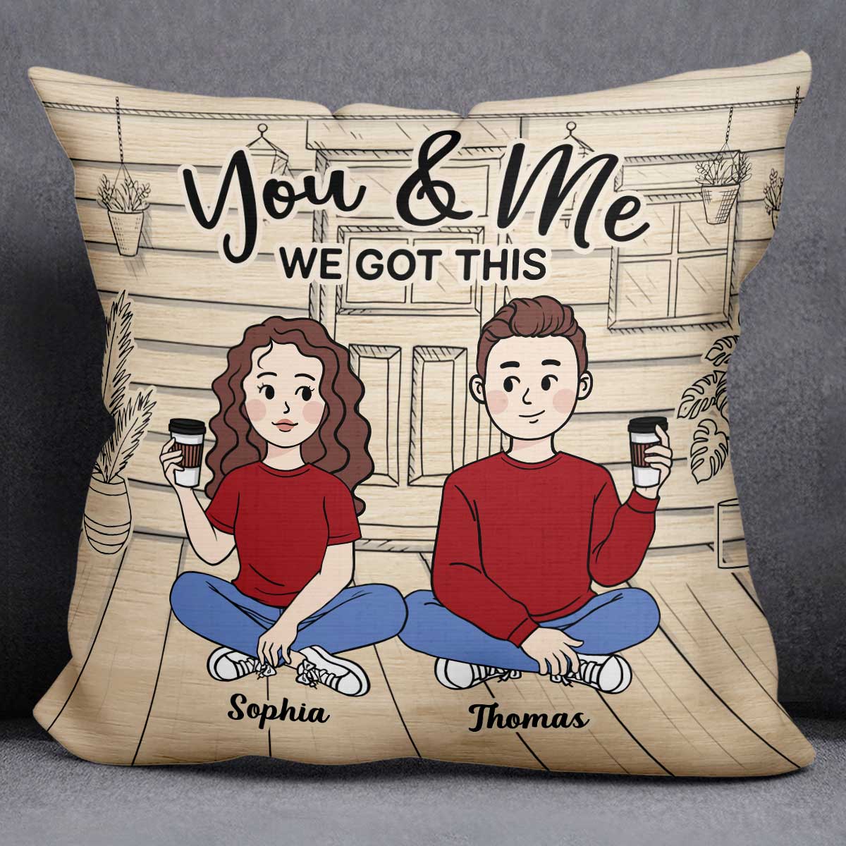 Cartoon Couple We Got This Personalized Pillow