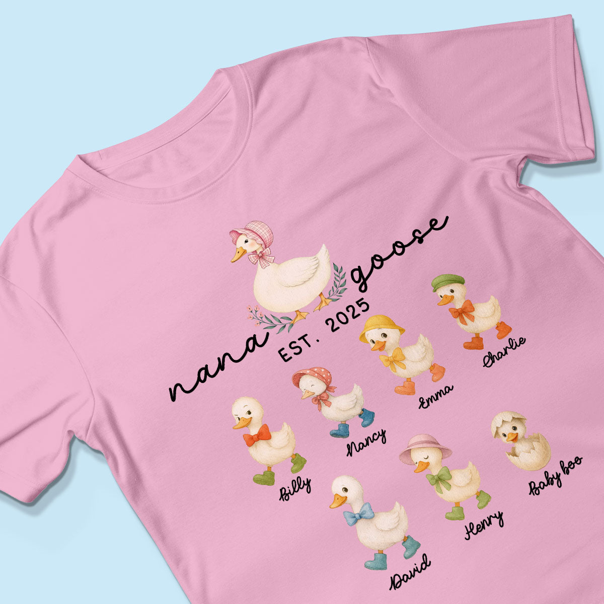 Mama Goose Grandma Goose And Kids Est Year Personalized Shirt, Gift