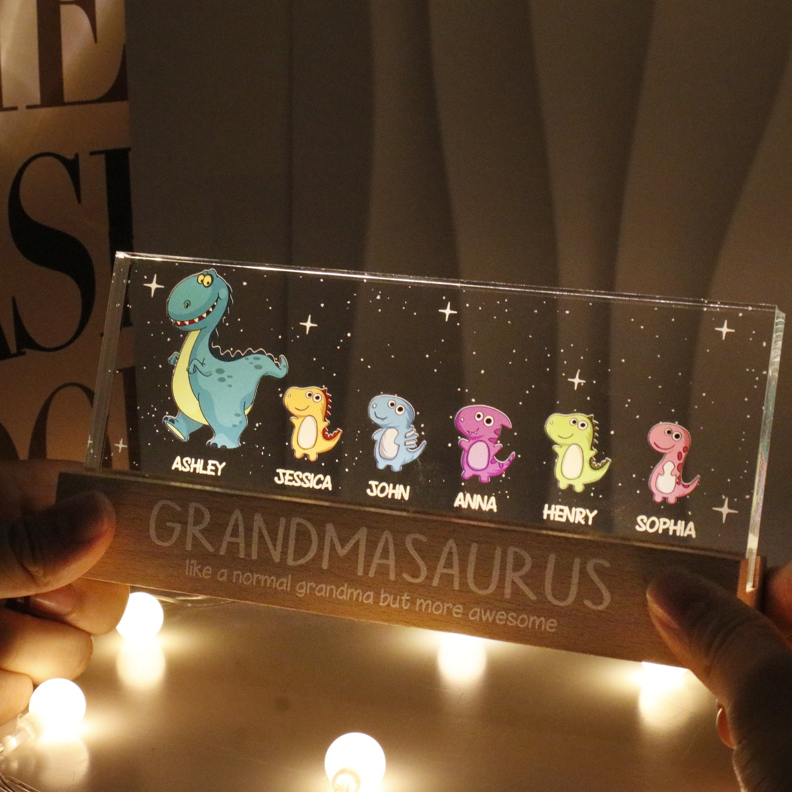 Grandmasaurus Like Normal Grandma But More Awesome Personalized Acrylic Block LED Night Light