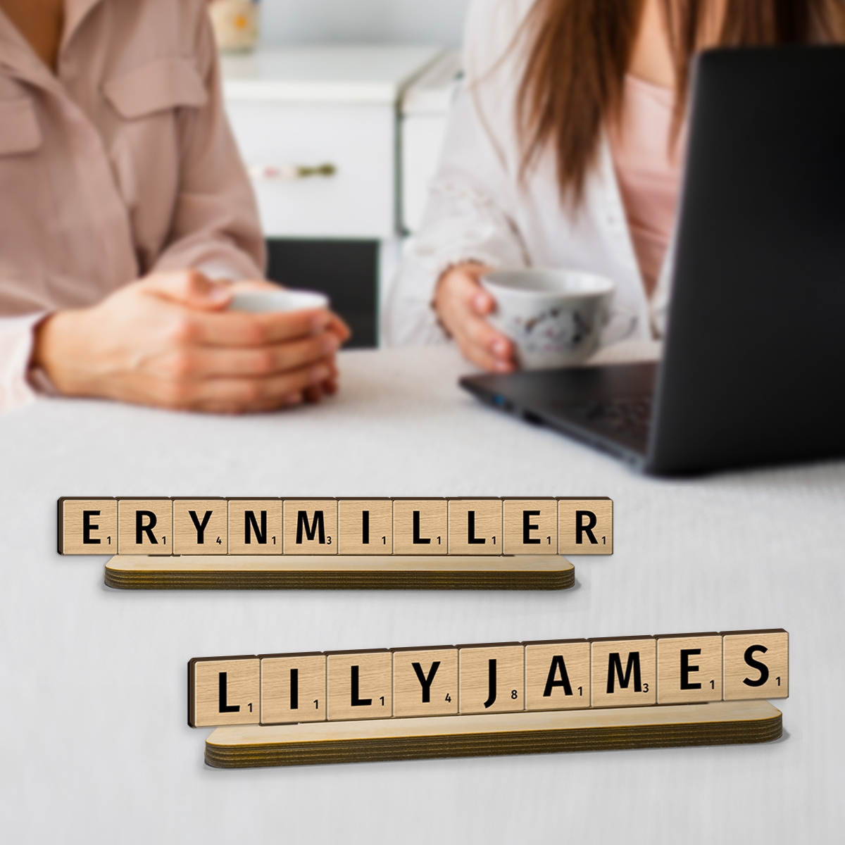 Puzzle Word Personalized Wooden Office Table Place Name