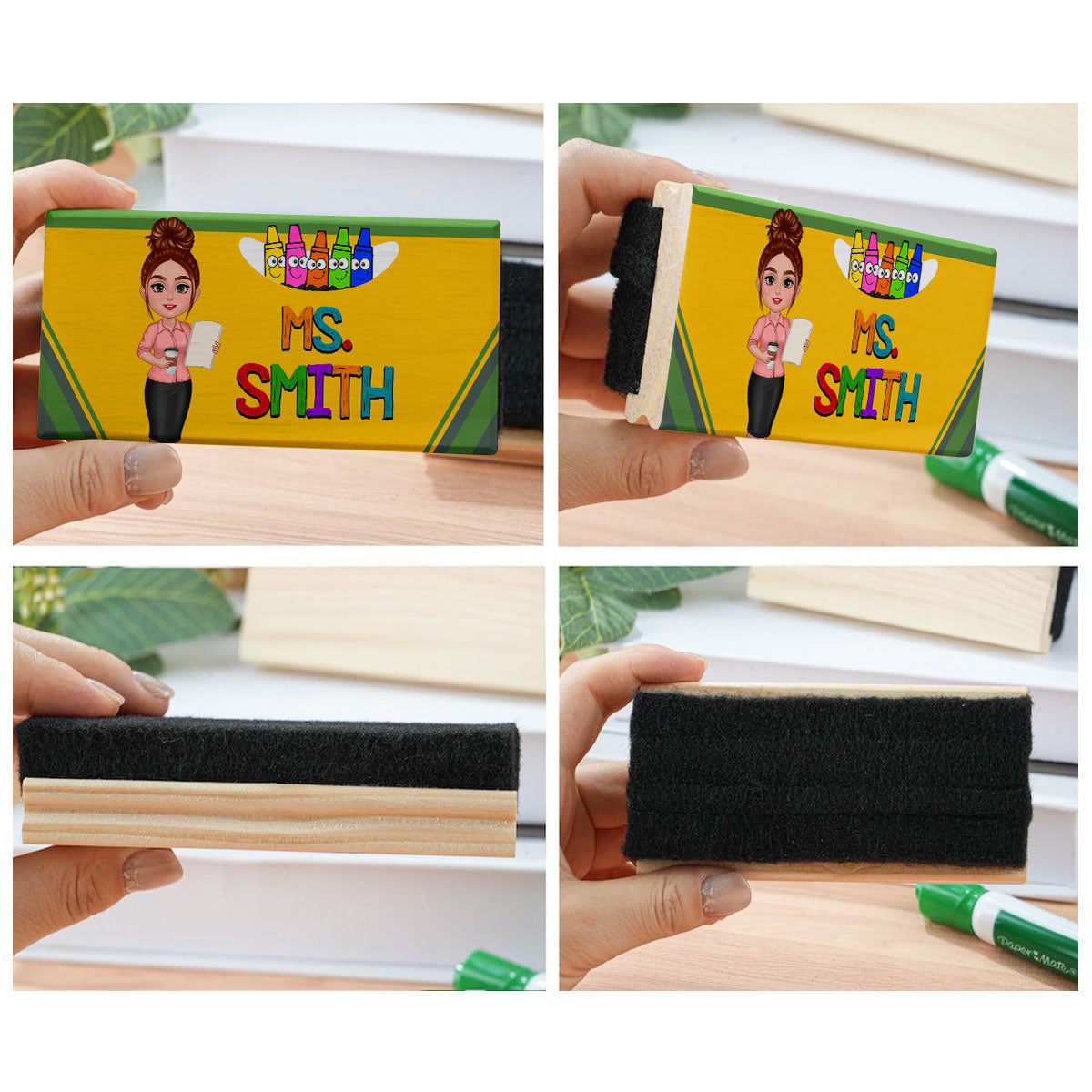 Doll Teacher Personalized Chalkboard Whiteboard Eraser with Marker, Teacher Appreciation Gift, Back To School Gift
