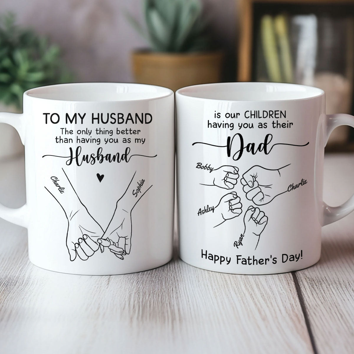 To My Husband Our Children Having You As Their Dad Outline Fist Bumps Personalized Mug
