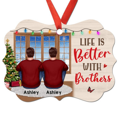 Sitting By Window Brother Sisters Siblings Personalized Christmas Ornament
