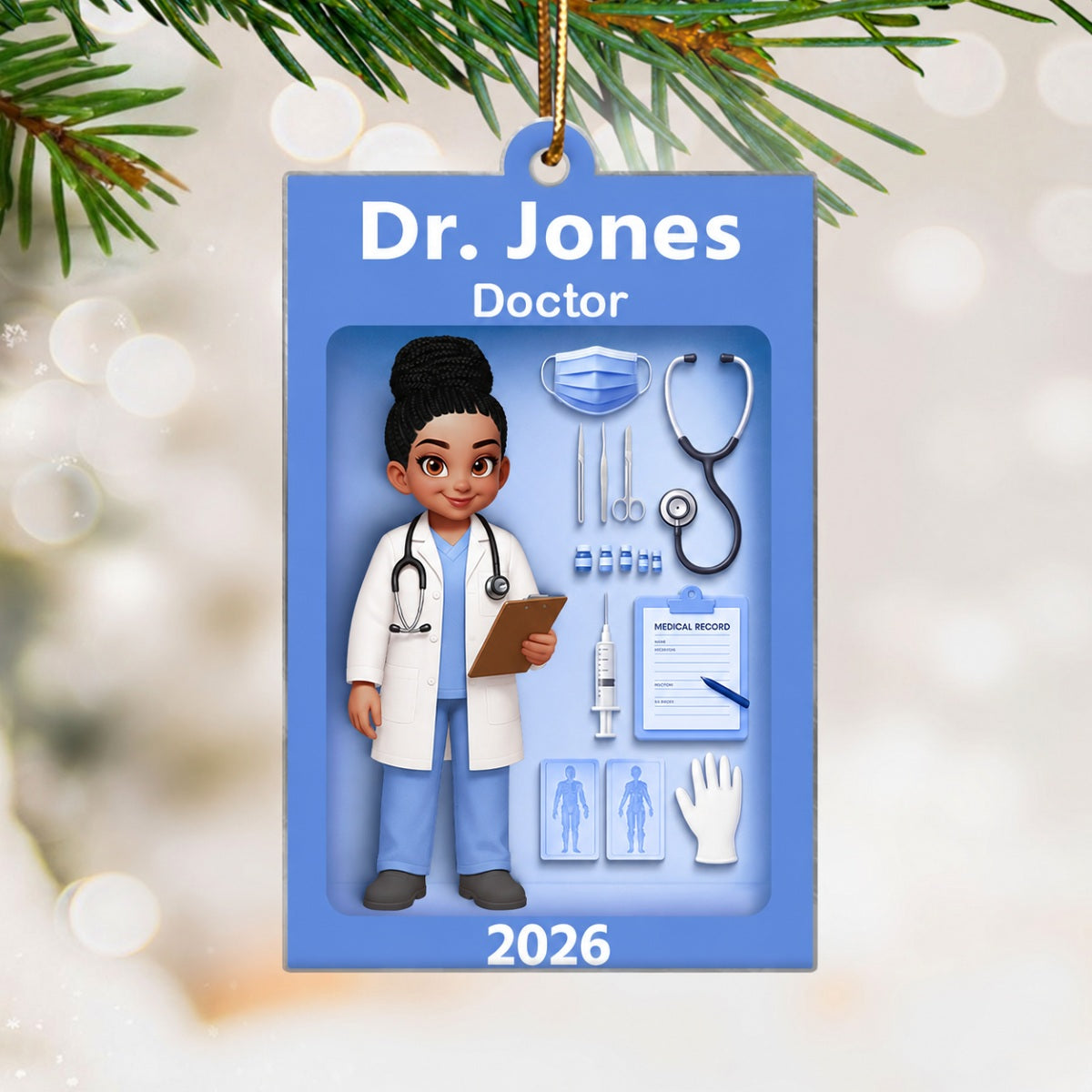 Doctor Action Figure 3D Effect - Personalized Acrylic Ornament - Special Christmas Gift For Doctor